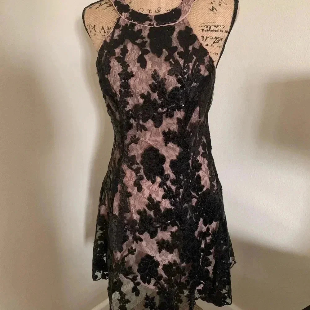 Black lace cocktail dress
